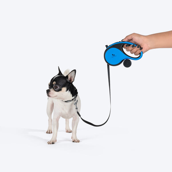 HUFT Retractable Leash With Poop Bag Dispenser for Dogs (Blue)