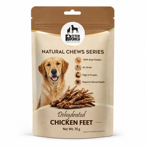 Petter World Dehydrated Chicken Feet Natural Crunchy Chews Dog Treats