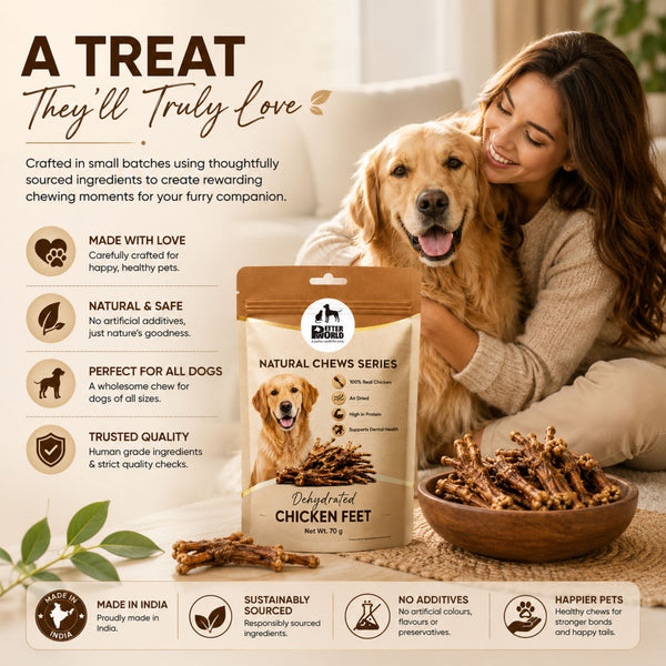Petter World Dehydrated Chicken Feet Natural Crunchy Chews Dog Treats
