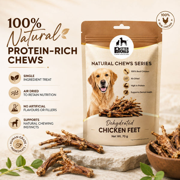 Petter World Dehydrated Chicken Feet Natural Crunchy Chews Dog Treats