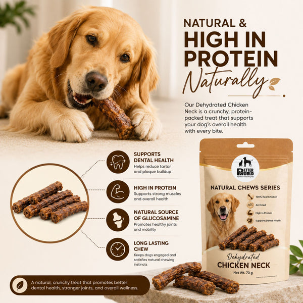 Petter World Dehydrated Chicken Neck Natural Chew Dog Treats