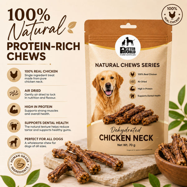 Petter World Dehydrated Chicken Neck Natural Chew Dog Treats