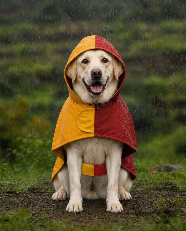 15 Furries Urban Colorblock Waterproof Raincoat for Dogs (Red & Yellow)
