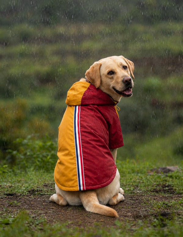 15 Furries Urban Colorblock Waterproof Raincoat for Dogs (Red & Yellow)
