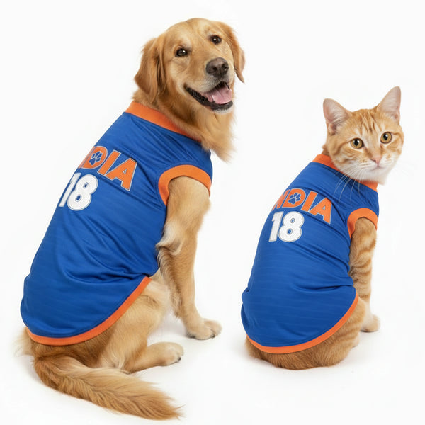 Pawsindia Round Neck Indian Cricket Jersey for Dogs