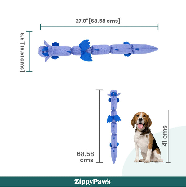 Zippy Paws Zippy Dragonz Plush Squeaky Toy for Dogs (Blue)