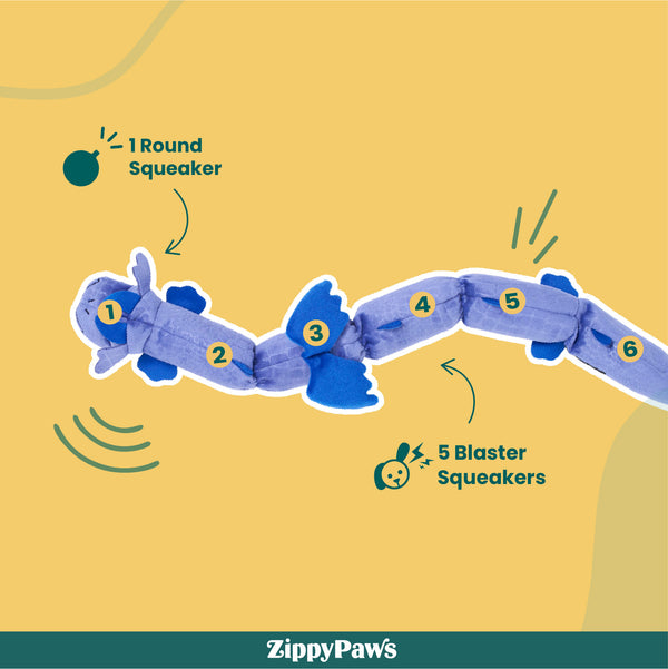 Zippy Paws Zippy Dragonz Plush Squeaky Toy for Dogs (Blue)