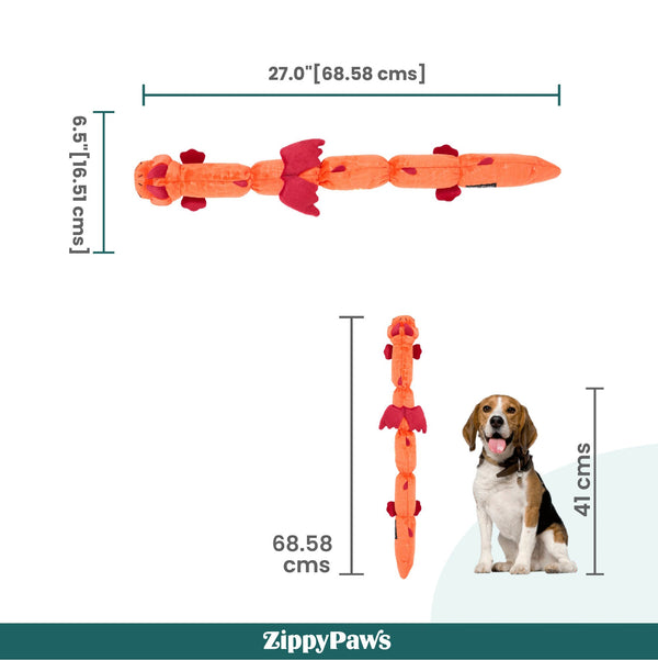 Zippy Paws Zippy Dragonz Plush Squeaky Toy for Dogs (Red)