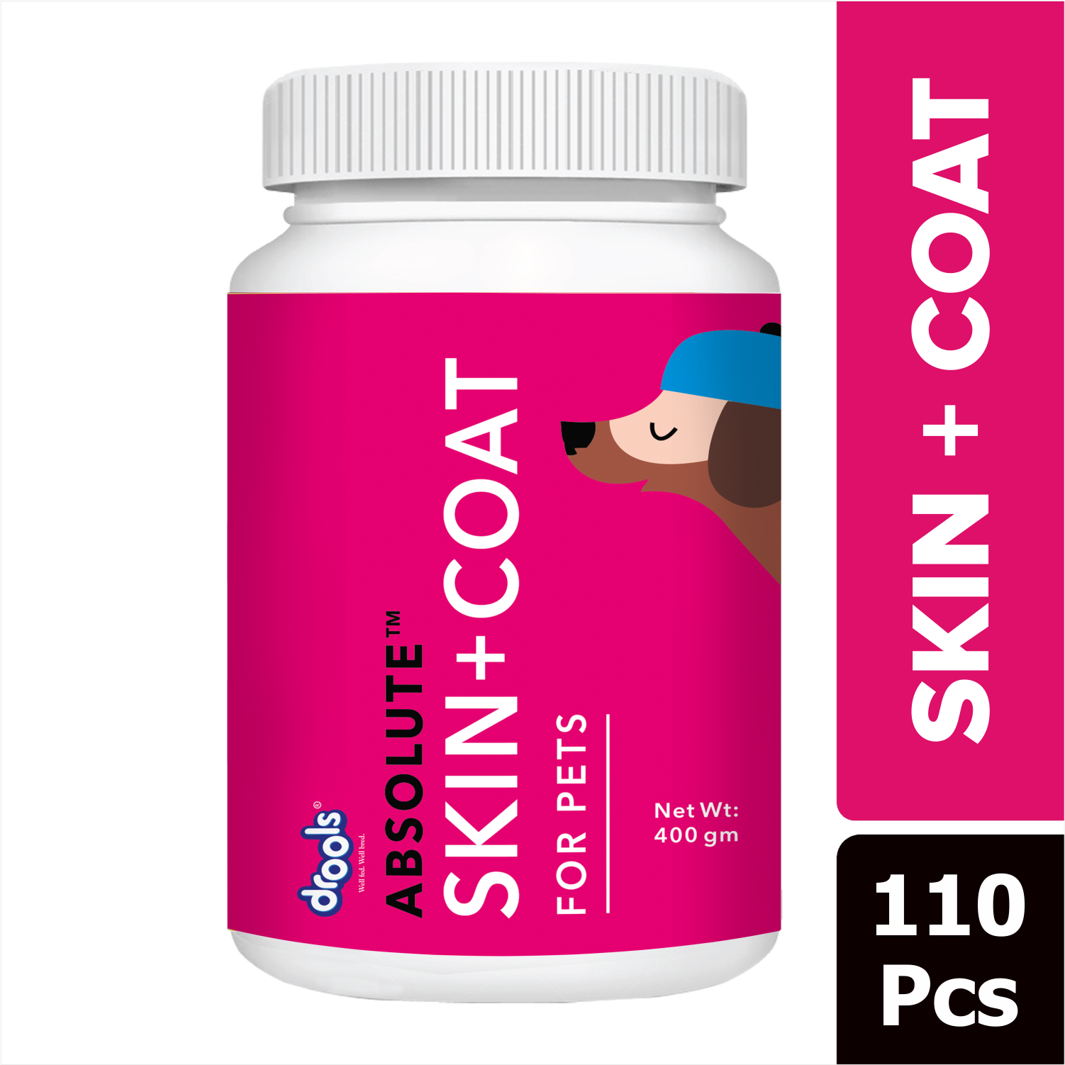 Drools Absolute Skin & Coat Supplement Tablets for Dogs Dogs-Health & Wellness Drools 110pcs