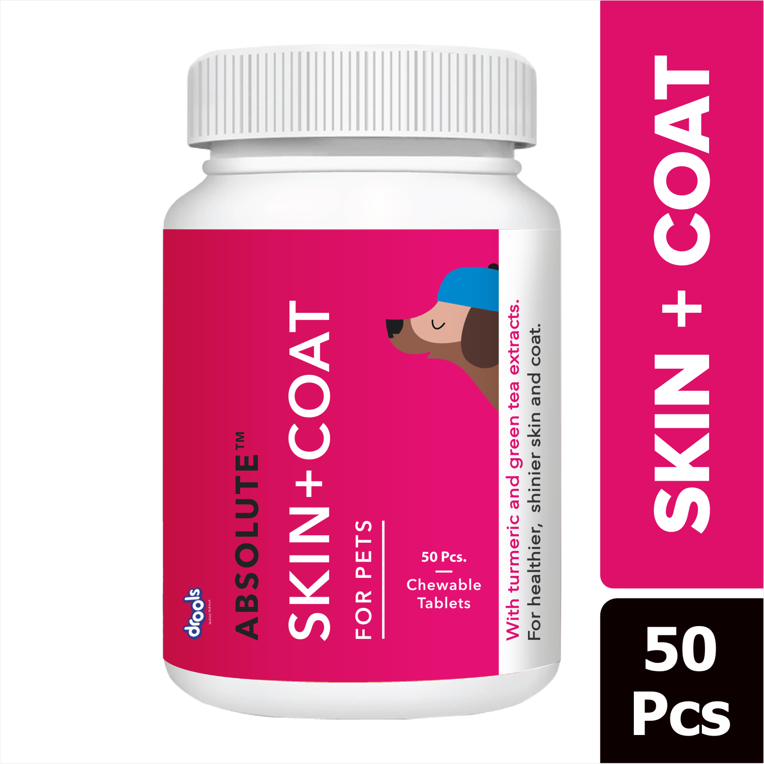 Drools Absolute Skin & Coat Supplement Tablets for Dogs Dogs-Health & Wellness Drools