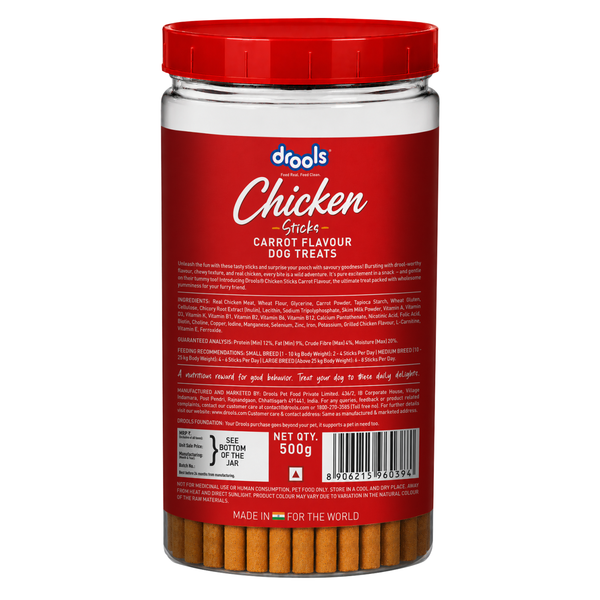 Drools Carrot Flavour Chicken Sticks Treat for Dogs