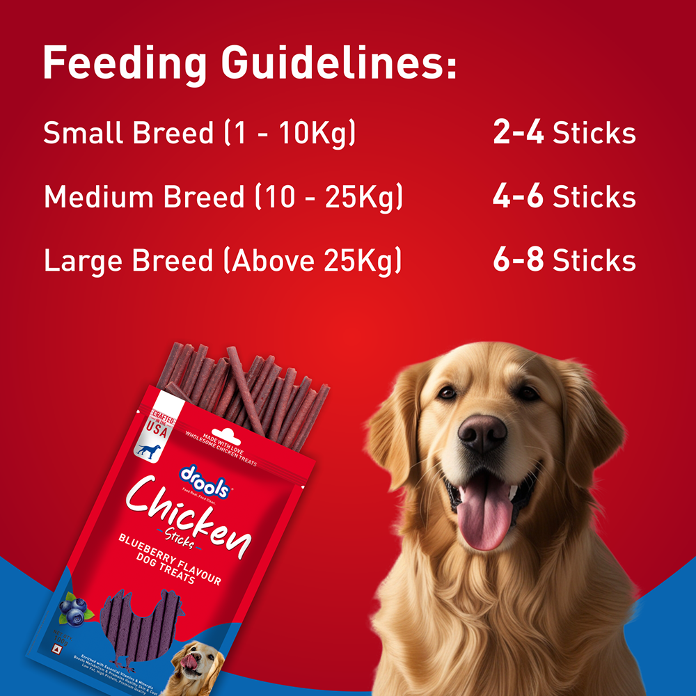 Drools Blueberry Flavour Chicken Sticks Treat for Dogs Dog Treats + Others Drools