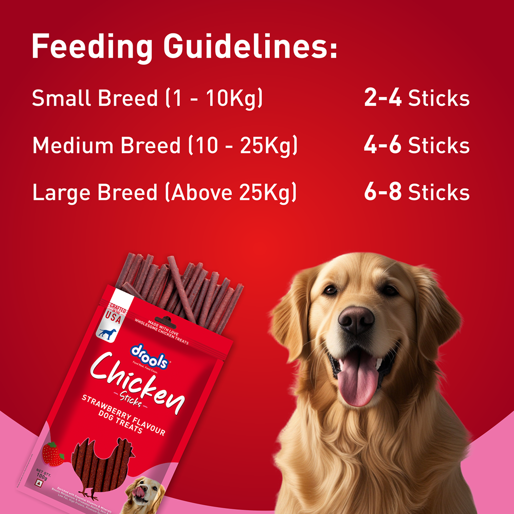 Drools Strawberry Flavour Chicken Sticks Treat for Dogs Dog Treats + Others Drools