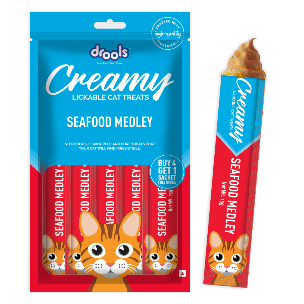 Drools Salmon & Skipjack and Seafood Medley Creamy Cat Treats Combo