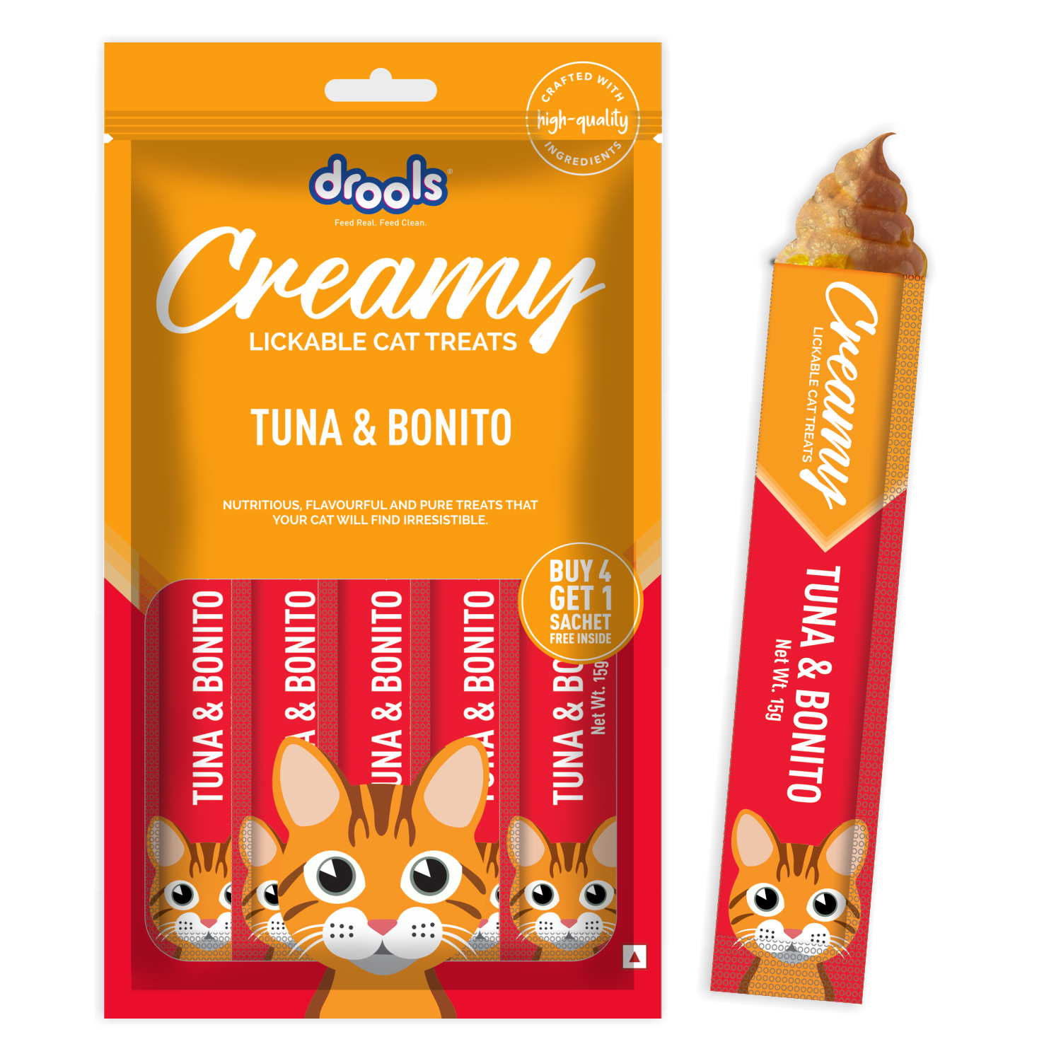 Drools Tuna & Bunito and Crab & Chicken Creamy Cat Treats Combo Cats-Treats & Others Drools