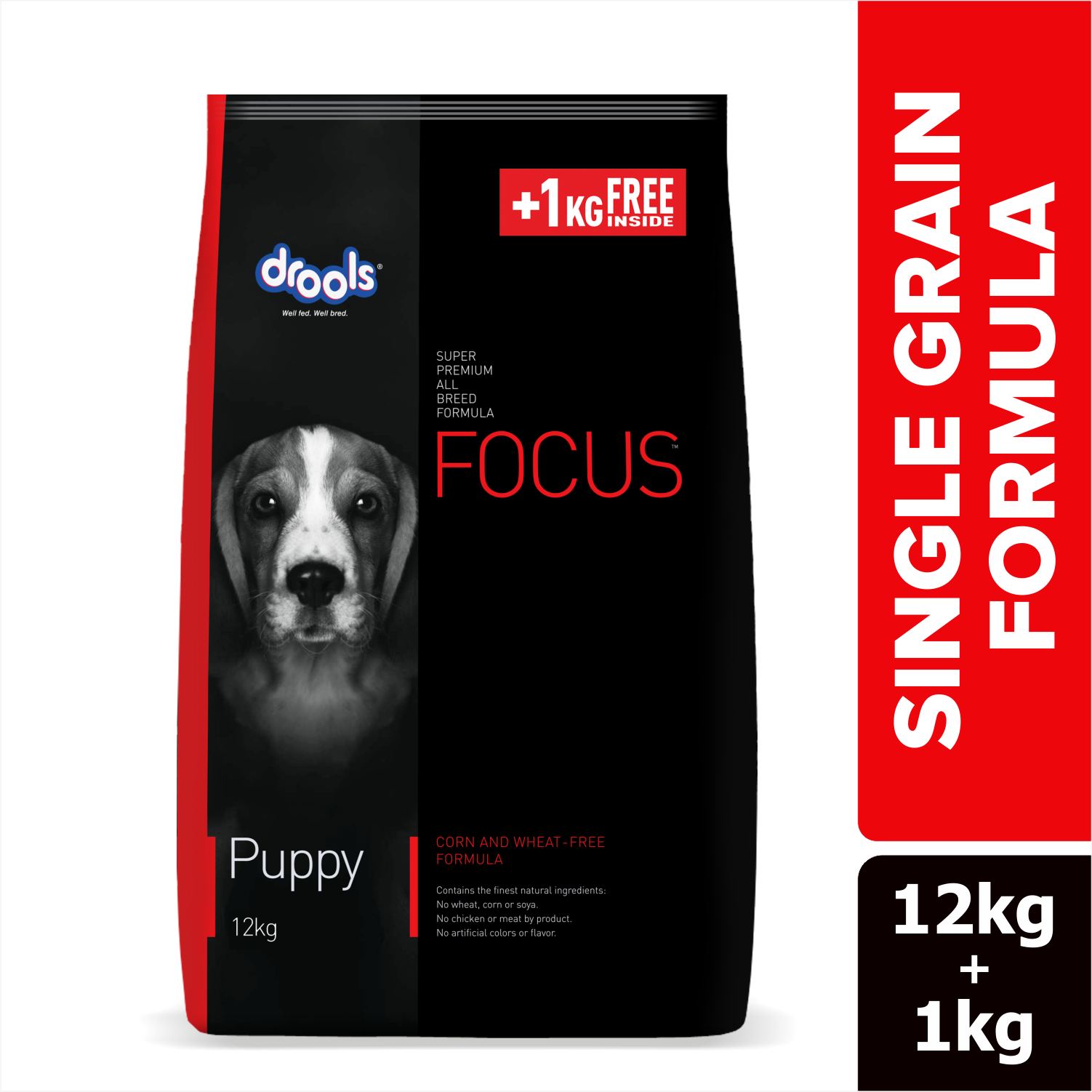 Drools Focus Super Premium Dry Food and Chicken & Chicken Liver Chunks in Gravy Puppy Dog Wet Food Combo Dogs- Dry Food Drools Focus