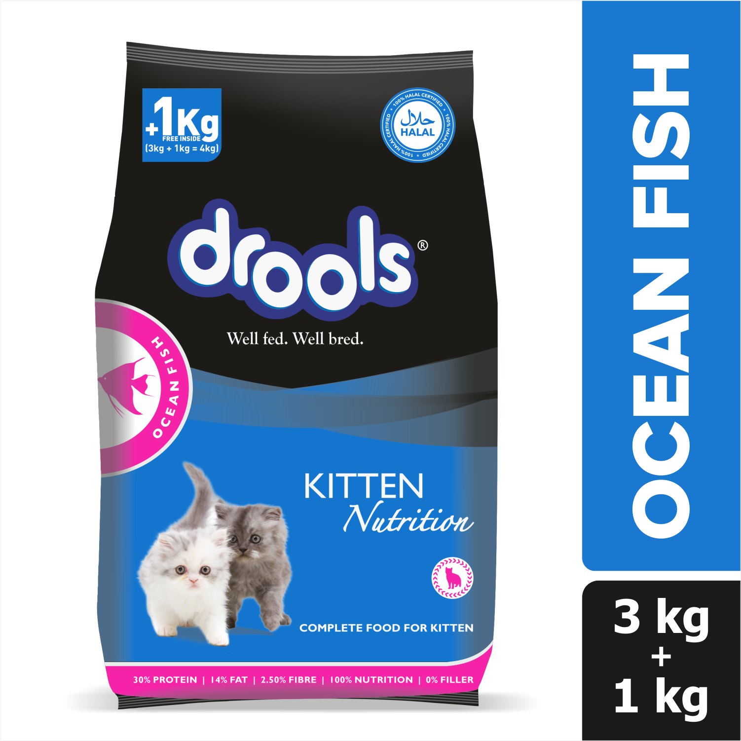 Drools Ocean Fish Kitten Cat Dry Food Cats- Dry food Drools 4kg (3+1kg)