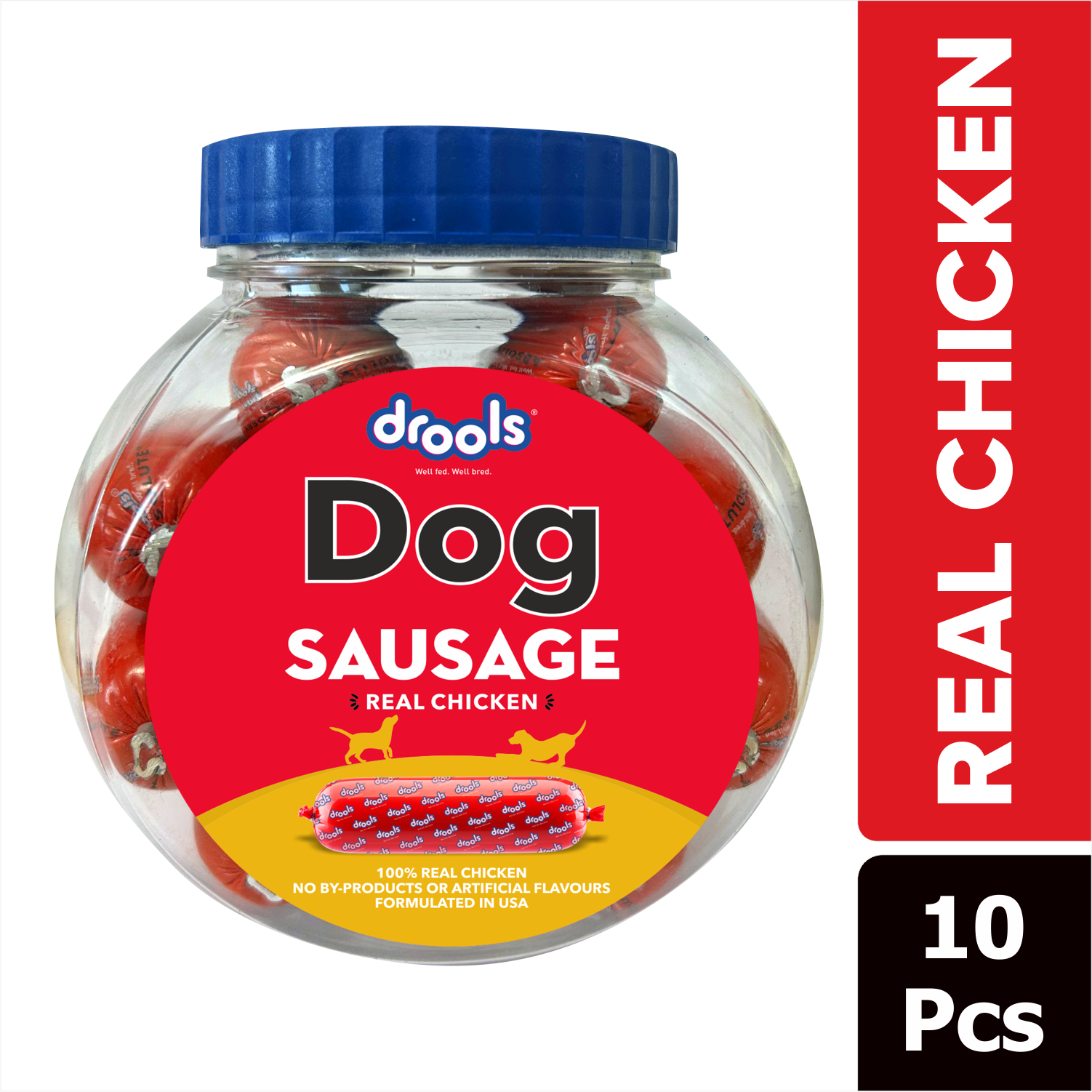 Drools Real Chicken Sausage Dog Treats (Jar)