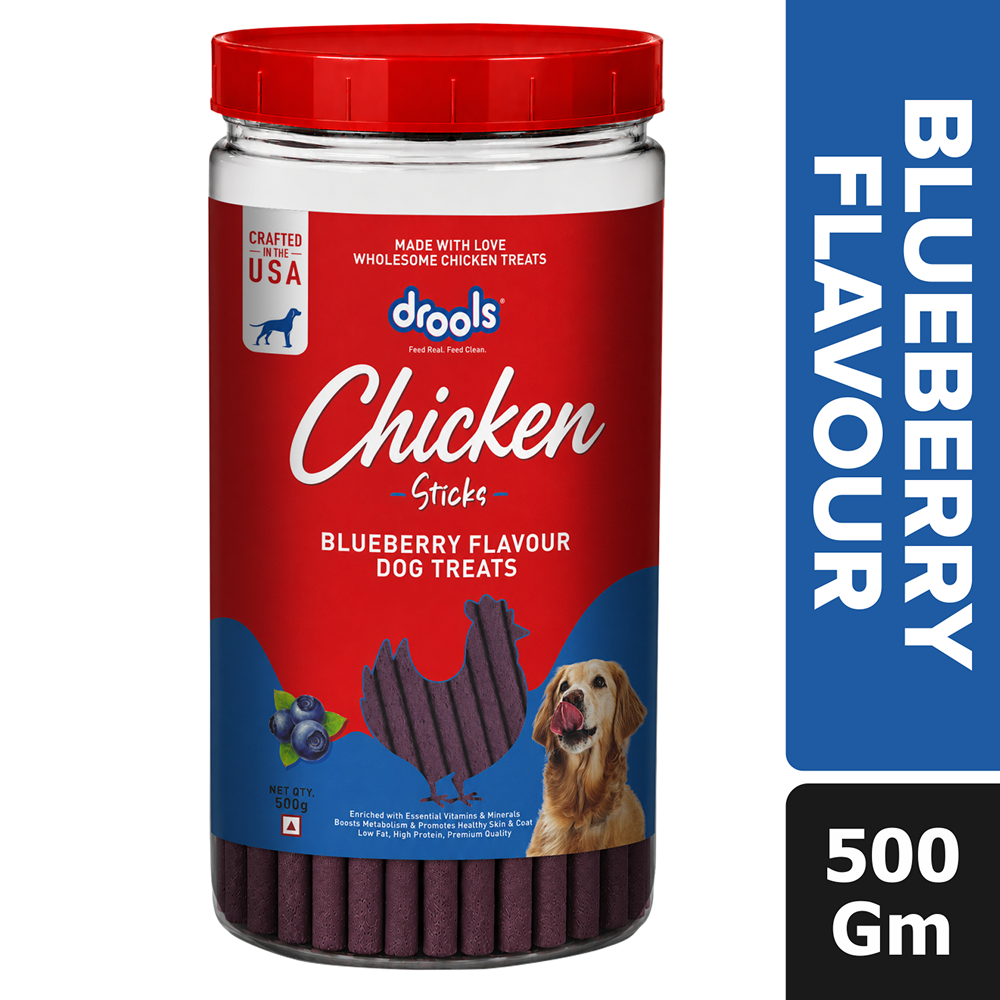 Drools Blueberry Flavour Chicken Sticks Treat for Dogs Dog Treats + Others Drools 500g