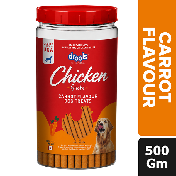 Drools Carrot Flavour Chicken Sticks Treat for Dogs