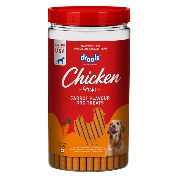 Drools Carrot Flavour Chicken Sticks Treat for Dogs
