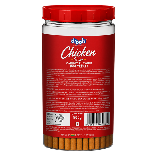 Drools Carrot Flavour Chicken Sticks Treat for Dogs