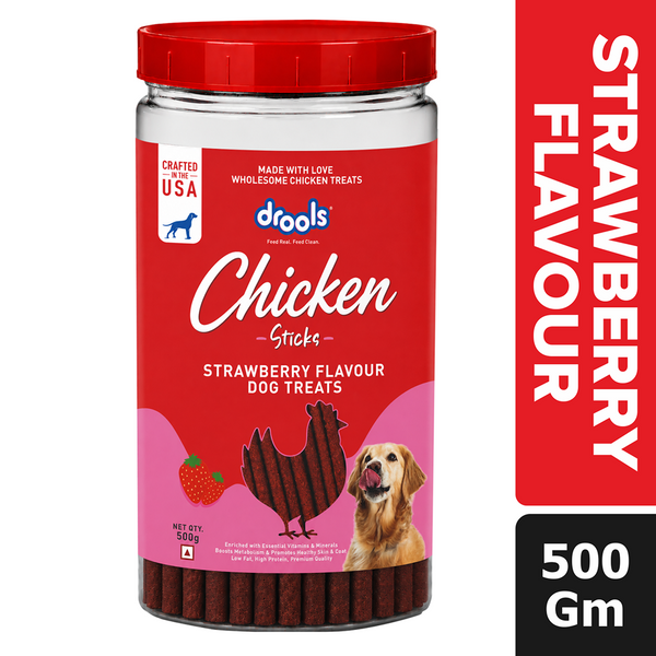 Drools Strawberry Flavour Chicken Sticks Treat for Dogs