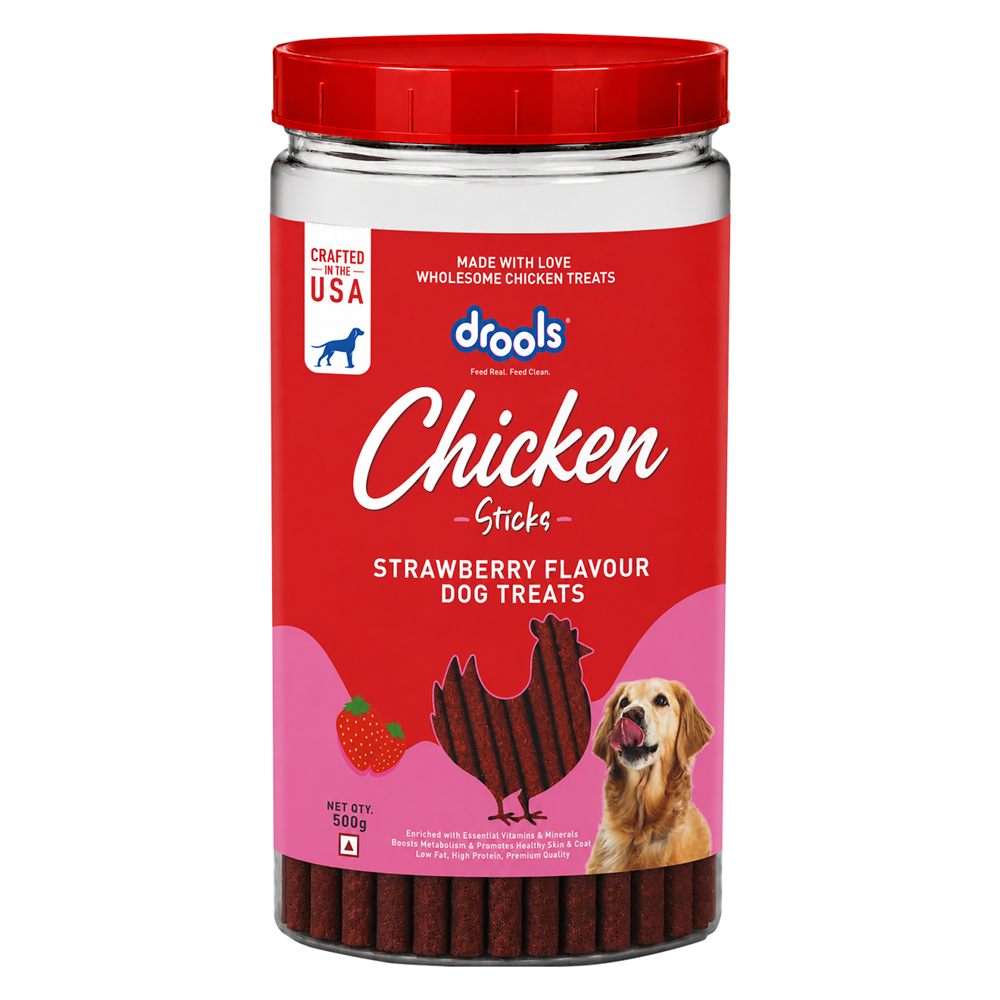 Drools Strawberry Flavour Chicken Sticks Treat for Dogs Dog Treats + Others Drools