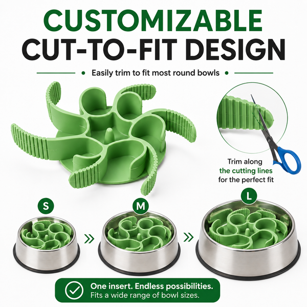 Talking Dog Club Universal Silicone Slow Feeder Bowl Attachment for Dogs and Cats (Green)