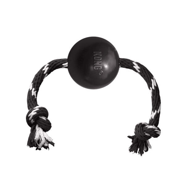 Kong Extreme Ball with Rope Toy for Dogs (Black)