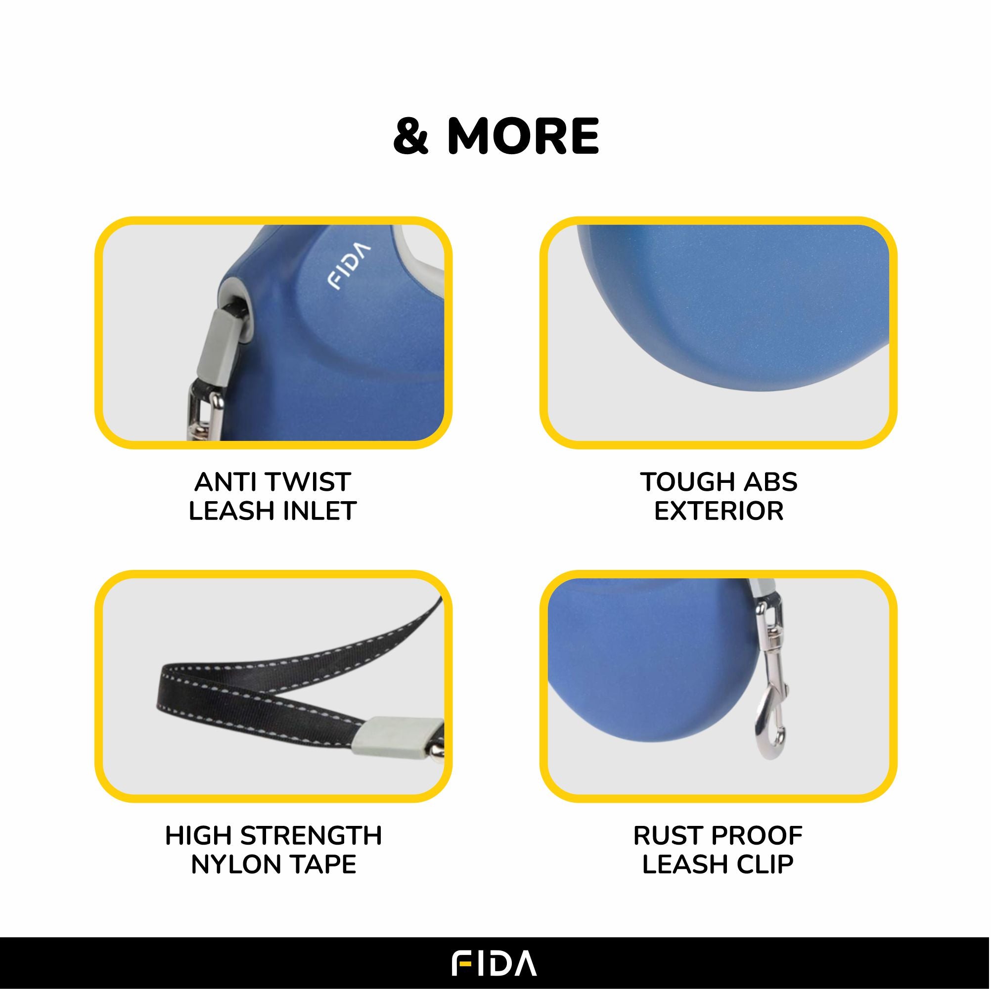 Fida Extra Retractable Leash for Dogs (Blue) Dogs-Collar, Leashes, harnesses Fida