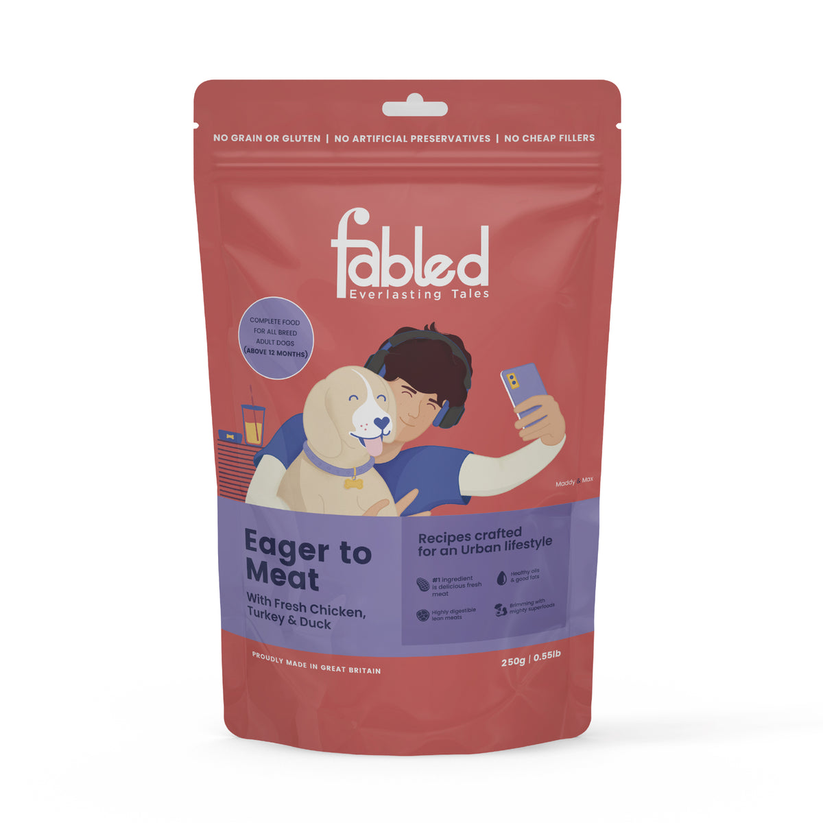 Fabled Eager to Meat Fresh Chicken Turkey and Duck Adult Dog Dry Food Dogs- Dry Food Fabled 250g