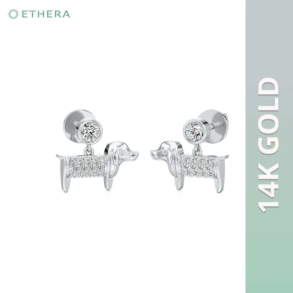 Ethera Canine Couture Earring for Women (White Gold) Pet Parent-Jewellery & Accessories Ethera Dropship 3.66g