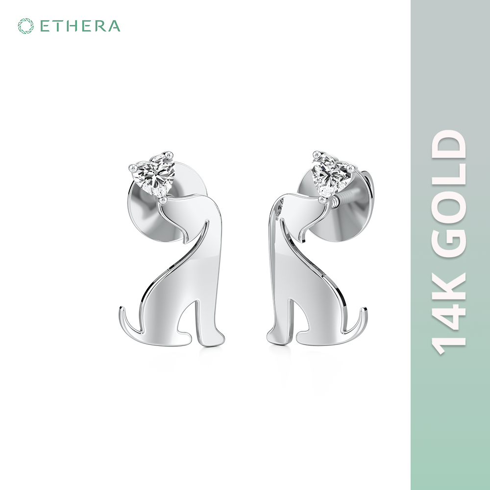 Ethera Pupper Hug Earring for Women (White Gold) Pet Parent-Jewellery & Accessories Ethera Dropship 2.36g