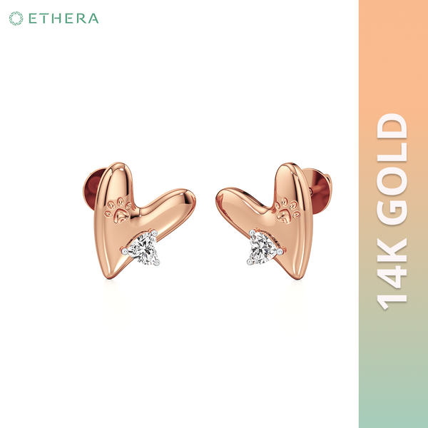 Ethera Wagging Hearts Earring for Women (Rose Gold)