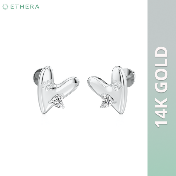 Ethera Wagging Hearts Earring for Women (White Gold)