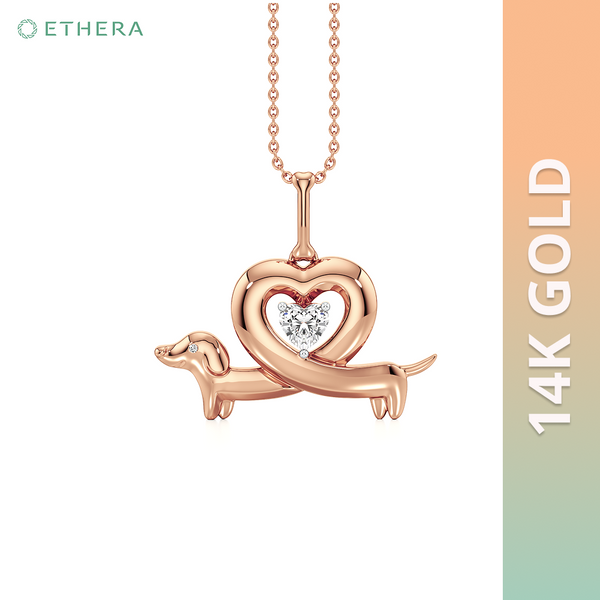 Ethera Wag and Wiggle Pendant Neckwear for Women (Rose Gold)