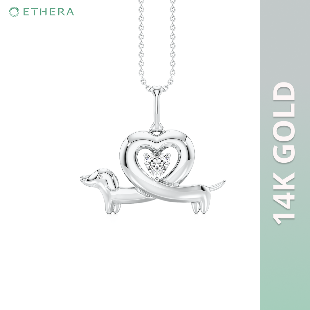 Ethera Wag and Wiggle Pendant Neckwear for Women (White Gold) Pet Parent-Jewellery & Accessories Ethera Dropship 3.48g