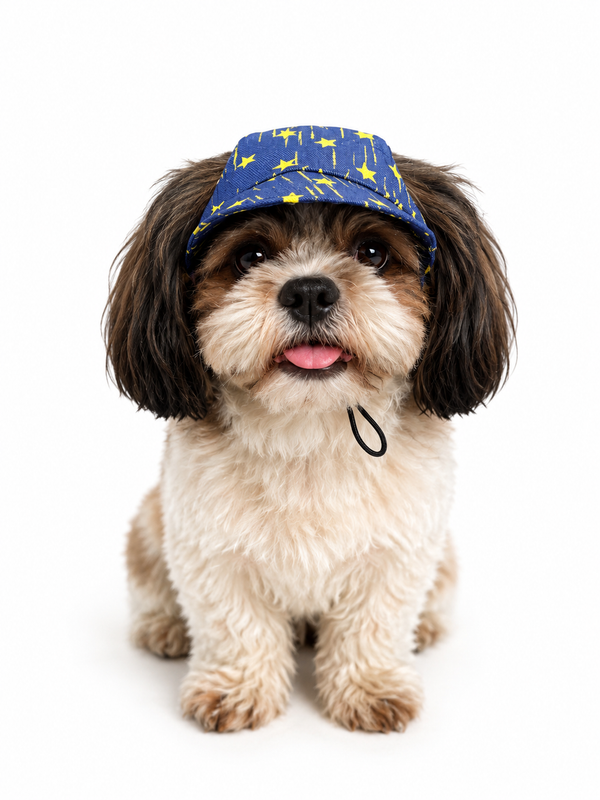 Pawgypets Denim Yellow Star Cap and Bandana Set for Dogs and Cats