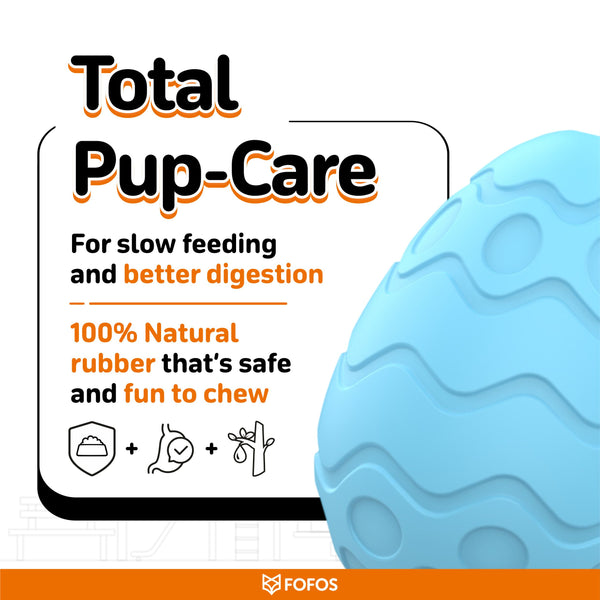 Fofos Easter Egg Shaped Rubber Treat Dispenser for Dogs (Blue and Orange)