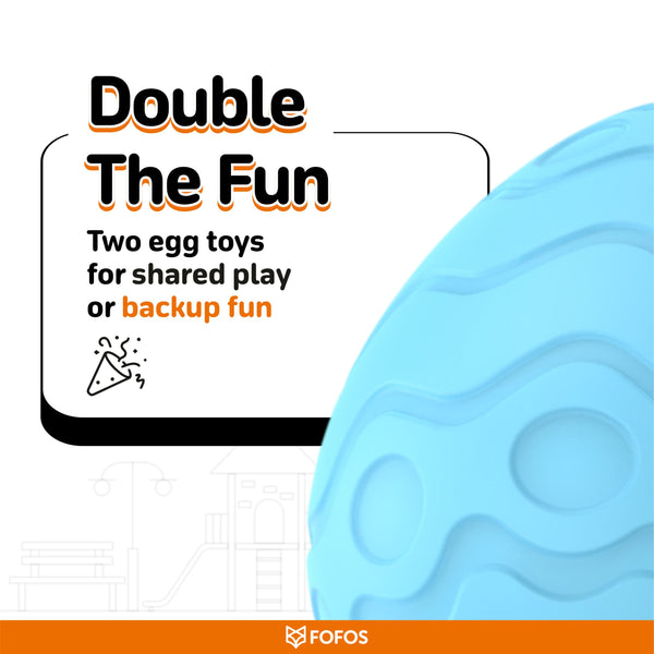 Fofos Easter Egg Shaped Rubber Treat Dispenser for Dogs (Blue and Orange)