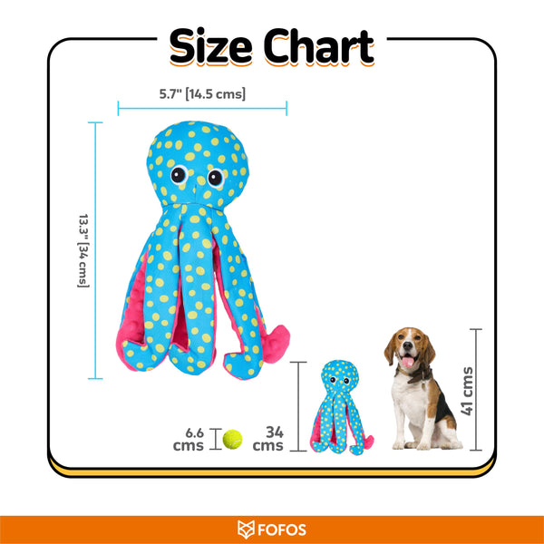 Fofos Octopus Sealife Plush Toy for Dogs (Blue)