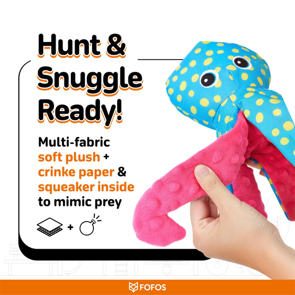 Fofos Octopus Sealife Plush Toy for Dogs (Blue)