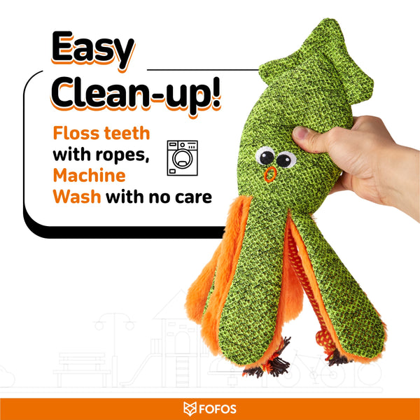 Fofos Octopus Summer Plush Toy for Dogs (Green)