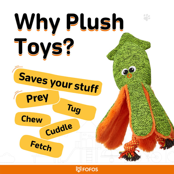 Fofos Octopus Summer Plush Toy for Dogs (Green)