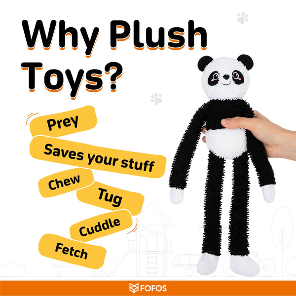 Fofos Panda Long Body Tough Plush Toy for Dogs