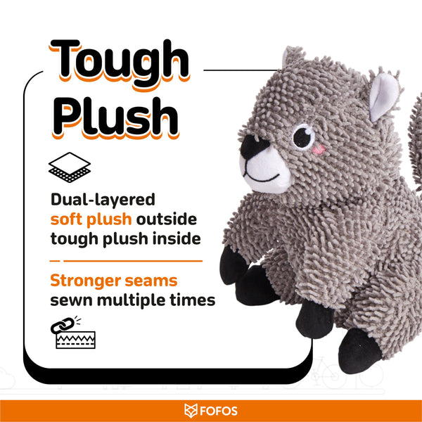 Fofos Squirrel Tough Plush Toy for Dogs (Grey)