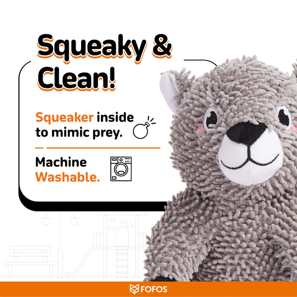Fofos Squirrel Tough Plush Toy for Dogs (Grey)