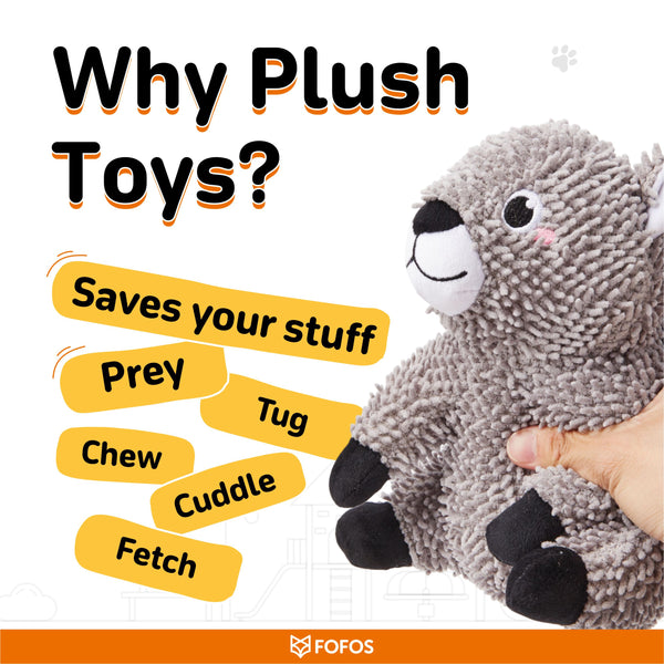 Fofos Squirrel Tough Plush Toy for Dogs (Grey)