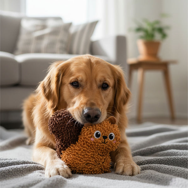 Fofos Squirrel Tough Plush Toy for Dogs (Brown)